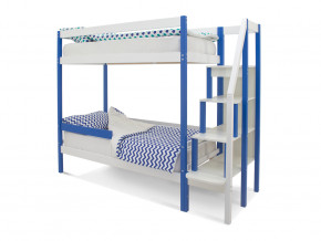 Двухъярусная кровать Svogen с бортиком синий-белый в Пыть-Яхе - pyt-yah.magazinmebel.ru | фото
