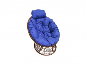Кресло Папасан мини с ротангом синяя подушка в Пыть-Яхе - pyt-yah.magazinmebel.ru | фото