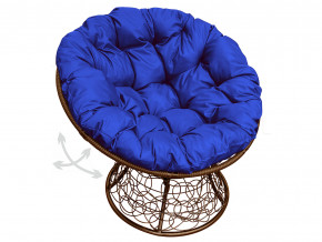 Кресло Папасан пружинка с ротангом синяя подушка в Пыть-Яхе - pyt-yah.magazinmebel.ru | фото