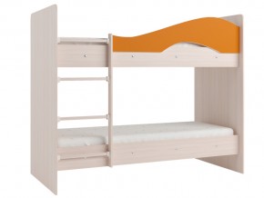 Кровать 2-х ярусная Мая на латофлексах млечный дуб, оранжевая в Пыть-Яхе - pyt-yah.magazinmebel.ru | фото