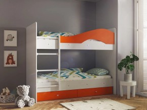 Кровать 2-х ярусная Мая с ящиками на латофлексах белый-оранж в Пыть-Яхе - pyt-yah.magazinmebel.ru | фото