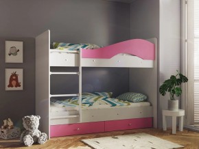 Кровать 2-х ярусная Мая с ящиками на латофлексах белый-розовый в Пыть-Яхе - pyt-yah.magazinmebel.ru | фото