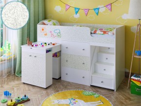 Кровать чердак Малыш 70х160 белый с фасадом для рисования феритейл в Пыть-Яхе - pyt-yah.magazinmebel.ru | фото - изображение 1