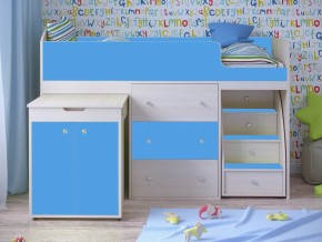 Кровать чердак Малыш 80х180 Дуб молочный, Голубой в Пыть-Яхе - pyt-yah.magazinmebel.ru | фото