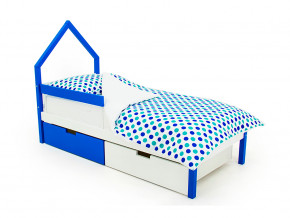 Кровать-домик мини Svogen с ящиками и бортиком сине-белый в Пыть-Яхе - pyt-yah.magazinmebel.ru | фото