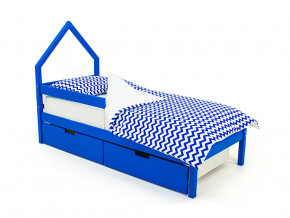 Кровать-домик мини Svogen с ящиками и бортиком синий в Пыть-Яхе - pyt-yah.magazinmebel.ru | фото