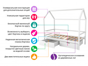 Кровать-домик Svogen с фото с ящиками и бортиком белый/барашки в Пыть-Яхе - pyt-yah.magazinmebel.ru | фото - изображение 2