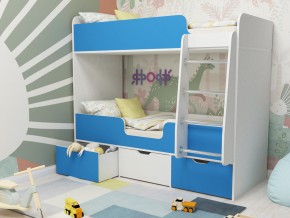 Кровать двухъярусная Малыш двойняшка белый-голубой в Пыть-Яхе - pyt-yah.magazinmebel.ru | фото