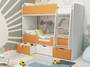 Кровать двухъярусная Малыш двойняшка белый-оранжевый в Пыть-Яхе - pyt-yah.magazinmebel.ru | фото