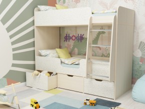 Кровать двухъярусная Малыш двойняшка дуб молочный-феритейл в Пыть-Яхе - pyt-yah.magazinmebel.ru | фото - изображение 1