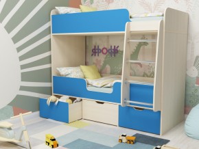 Кровать двухъярусная Малыш двойняшка дуб молочный-голубой в Пыть-Яхе - pyt-yah.magazinmebel.ru | фото