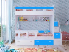 Кровать двухъярусная Юниор 1 винтерберг-белый с голубым в Пыть-Яхе - pyt-yah.magazinmebel.ru | фото - изображение 1