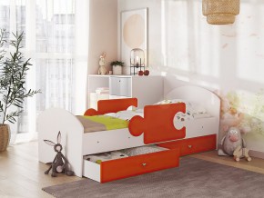 Кровать Мозаика с ящиком и бортиками на ламелях белый-оранж в Пыть-Яхе - pyt-yah.magazinmebel.ru | фото - изображение 1