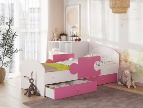 Кровать Мозаика с ящиком и бортиками на ламелях белый-розовый в Пыть-Яхе - pyt-yah.magazinmebel.ru | фото