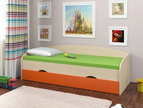 Кровать Соня 2 дуб молочный-оранжевый в Пыть-Яхе - pyt-yah.magazinmebel.ru | фото