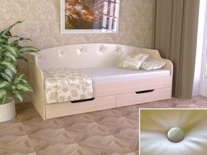 Кровать Юниор Тип 2 дуб молочный-белый перламутр 800х1600 в Пыть-Яхе - pyt-yah.magazinmebel.ru | фото - изображение 1