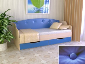 Кровать Юниор Тип 2 дуб молочный/синий 800х1600 в Пыть-Яхе - pyt-yah.magazinmebel.ru | фото