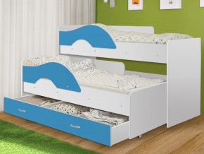 Кровать выкатная Радуга с ящиком 80х160 белая-голубой в Пыть-Яхе - pyt-yah.magazinmebel.ru | фото - изображение 1