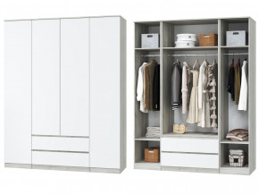 Шкаф для одежды четырехдверный Лори дуб серый, белый в Пыть-Яхе - pyt-yah.magazinmebel.ru | фото