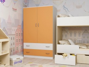 Шкаф двухстворчатый белый-оранж в Пыть-Яхе - pyt-yah.magazinmebel.ru | фото