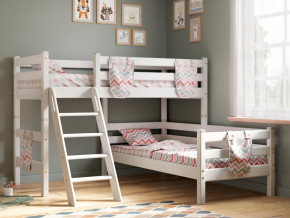 Угловая кровать Соня Вариант 8 с наклонной лестницей белая в Пыть-Яхе - pyt-yah.magazinmebel.ru | фото